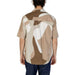 Only & Sons Men Shirt: Short-sleeved with camouflage pattern in beige, brown, and white tones