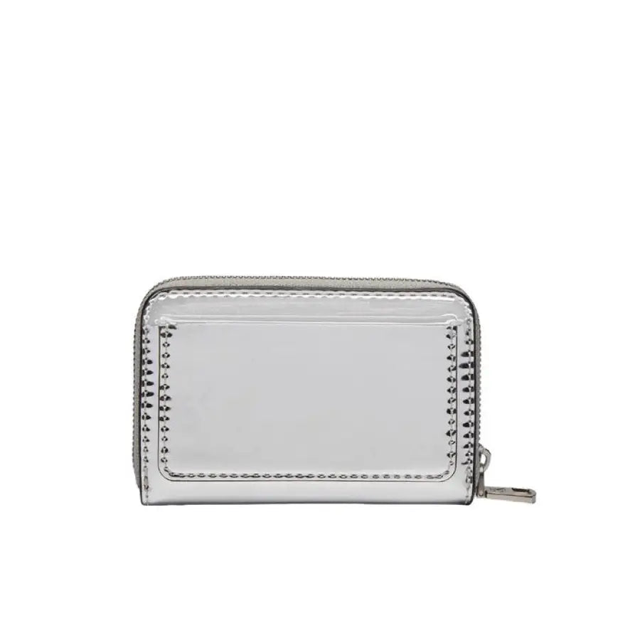 Calvin Klein Jeans silver metallic wallet with studded edges for women