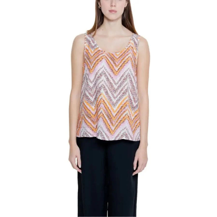 Pink, orange, and white sleeveless chevron top - Only Women Undershirt