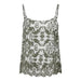 Only - Only Women Undershirt: Green & white floral sleeveless top with lace trim