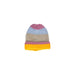 Striped knit beanie in pink, blue, beige, purple, and yellow bands from Pieces Women Cap