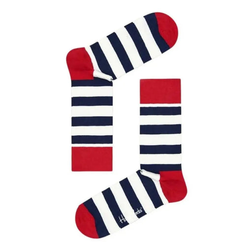 Striped sock featuring red, white, and navy blue horizontal bands from Happy Socks