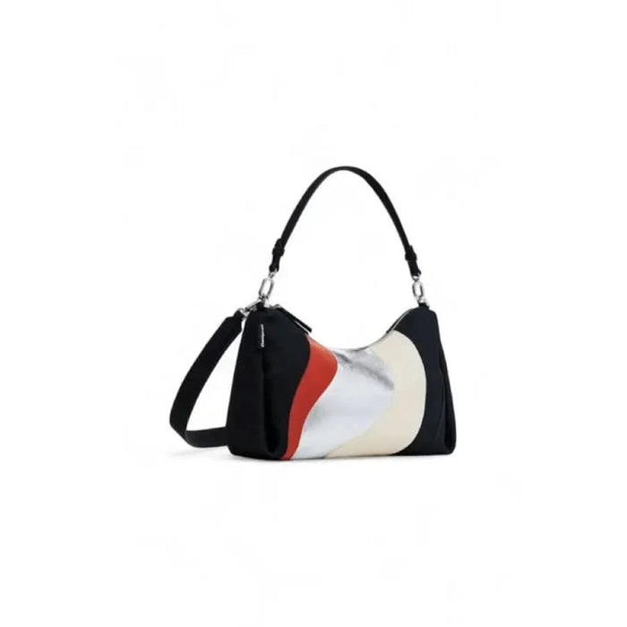 Stylish Desigual Women Bag featuring a black, white, and red color-blocked design