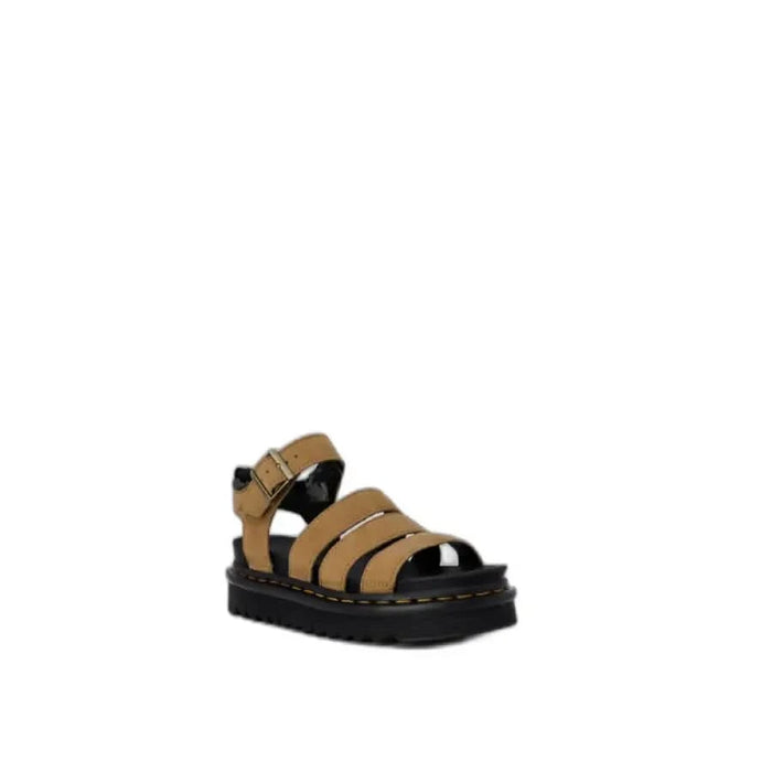 Tan leather sandal with multiple straps and chunky black sole from Dr. Martens Women Sandals