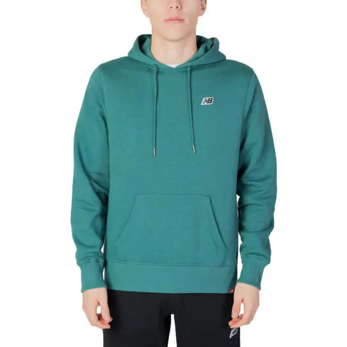 Teal hooded sweatshirt with New Balance logo on chest New Balance Men Sweatshirts