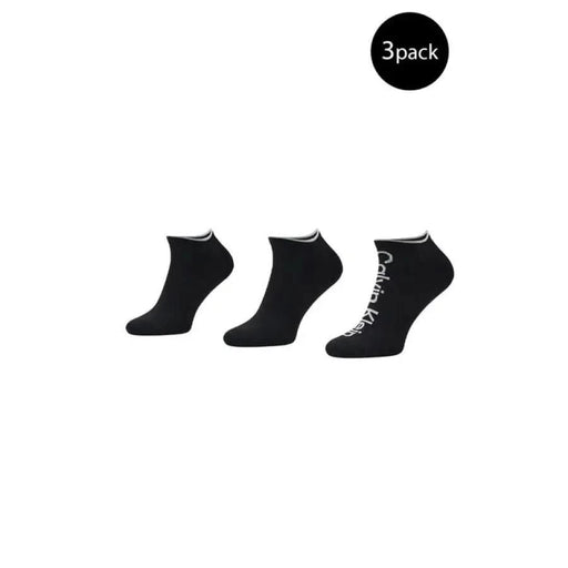 Calvin Klein Men Underwear Pack featuring three black ankle socks, one branded with Calvin Klein