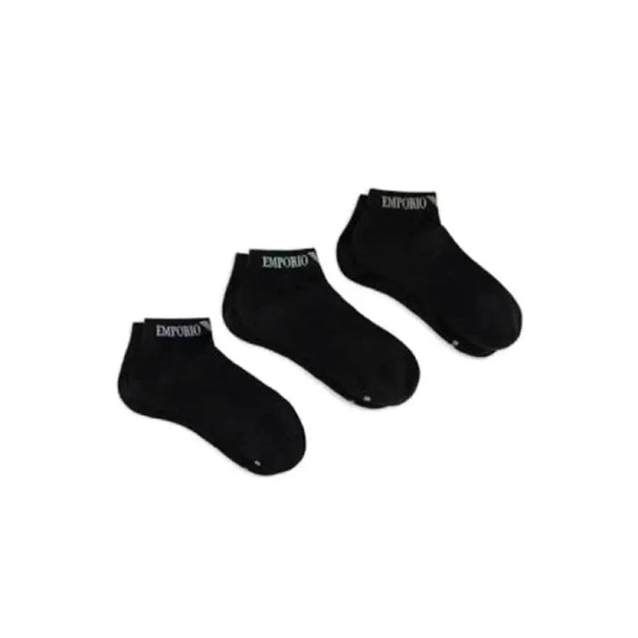 Black ankle socks with EMPORIO branding, Emporio Armani Underwear Men collection