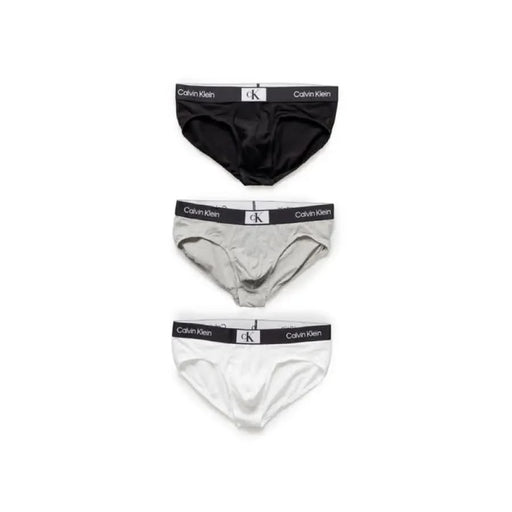 Calvin Klein men’s briefs in black, gray, and white from the Calvin Klein Underwear Men collection