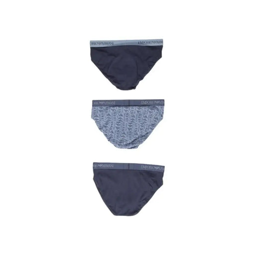 Navy blue and patterned gray Emporio Armani men’s briefs underwear set