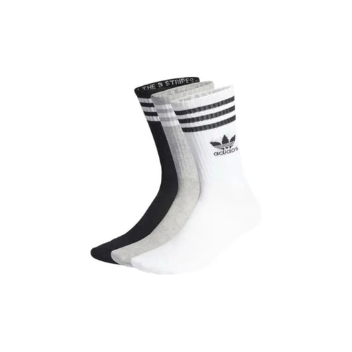 Three pairs of Adidas athletic socks in black and white from Adidas Men Underwear