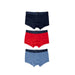 Emporio Armani men’s boxer briefs in navy, red, and light blue from the Emporio Armani Underwear collection