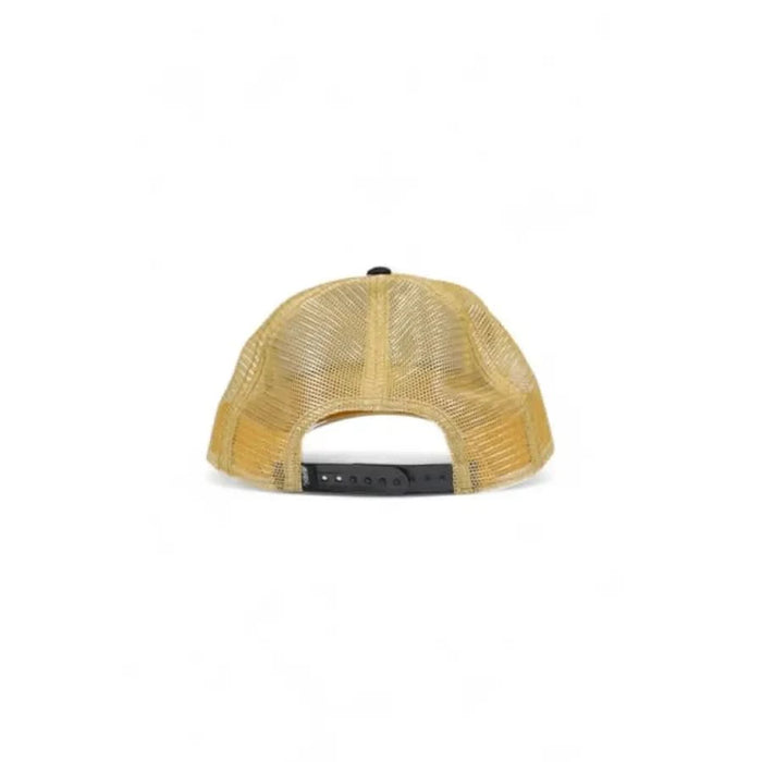 Trucker-style baseball cap featuring a yellow mesh back and black front panel by Goorin Bros