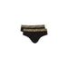 Two black briefs featuring metallic gold waistbands by Emporio Armani