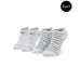 Two pairs of white Calvin Klein ankle socks with logo patterns for women’s underwear