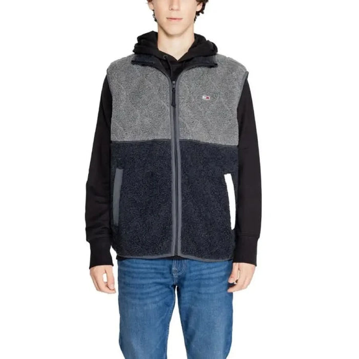 Two-tone fleece vest with zipper front and hood from Tommy Hilfiger Men Jacket