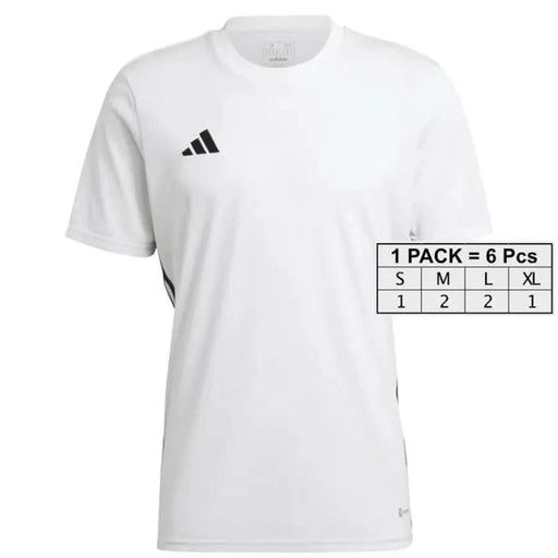 White Adidas t-shirt with black logo on chest from Adidas Men T-Shirt collection