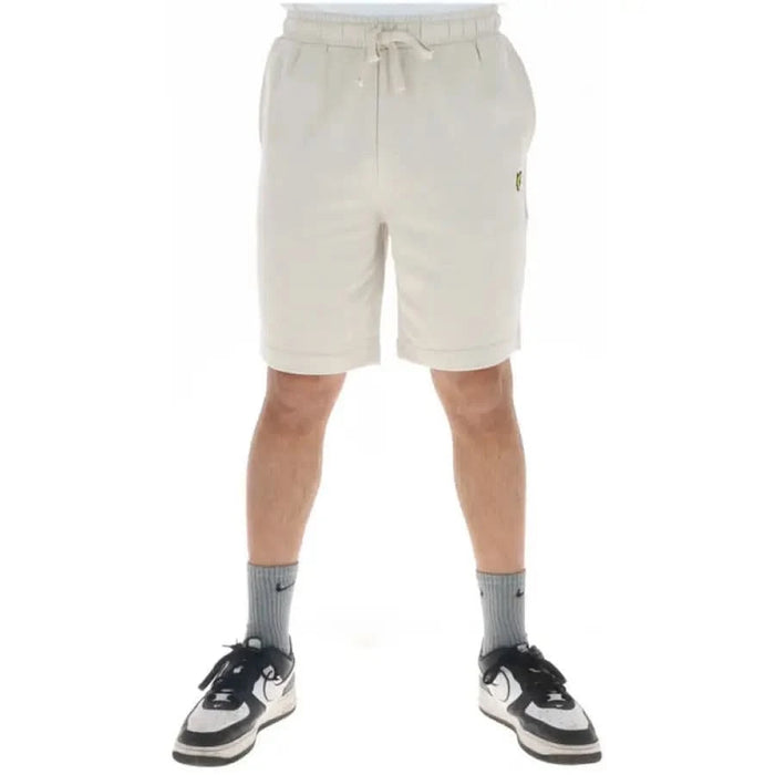 White drawstring athletic shorts with logo, Lyle & Scott Men Shorts