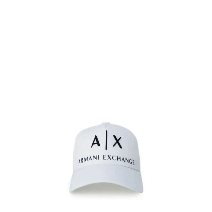 White baseball cap featuring A|X Armani Exchange logo for men