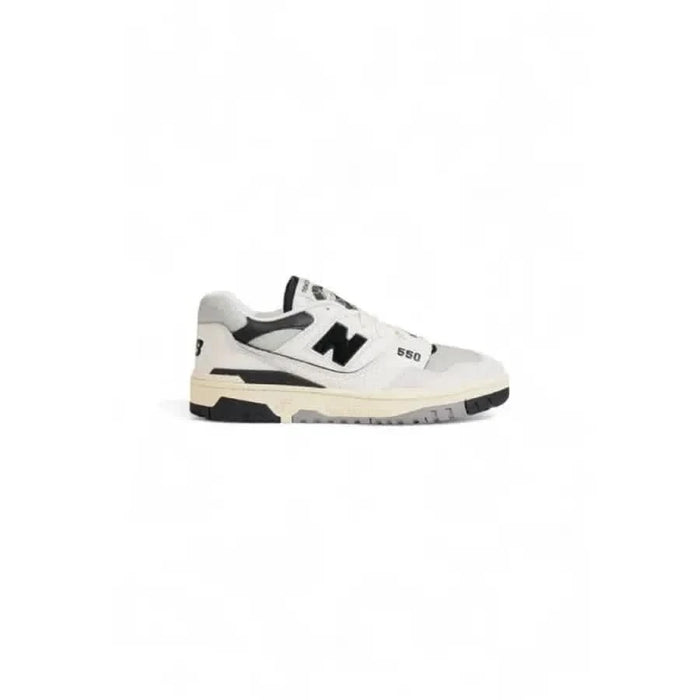 White and black New Balance 550 sneakers for men with stylish design and comfort