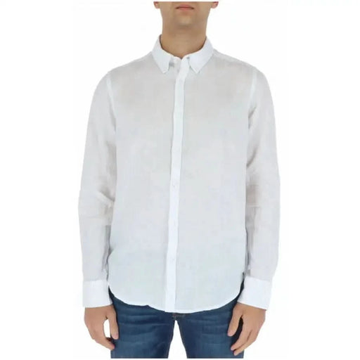 White button-down dress shirt with collar from Brian Brome Men Shirt collection