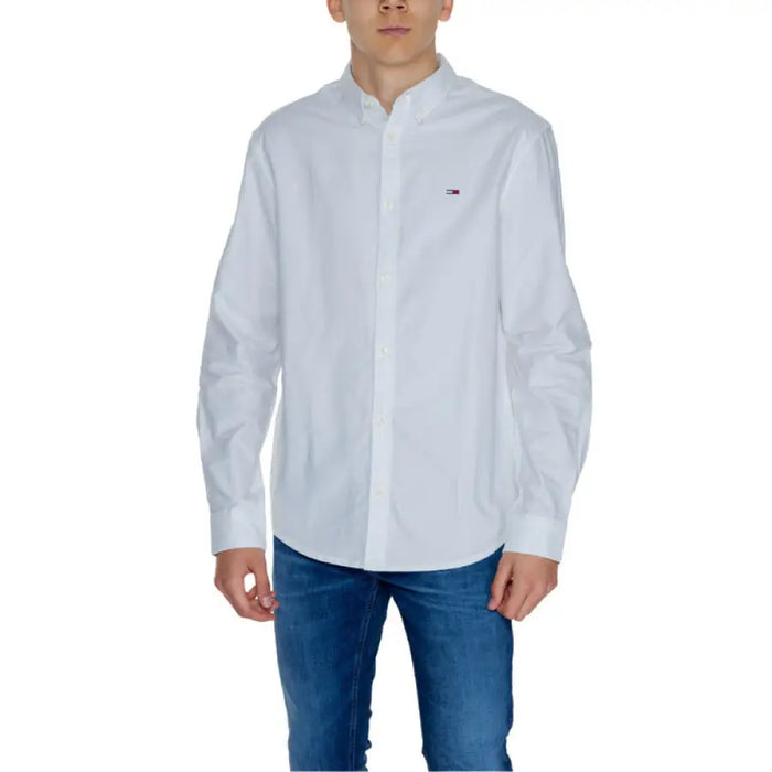 White button-up dress shirt with logo, Tommy Hilfiger Jeans Men Shirt