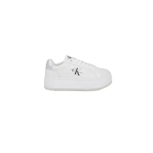 Calvin Klein Women’s white platform sneaker with thick sole, stylish and comfortable