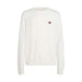 White Tommy Hilfiger crewneck sweater featuring small logo on chest