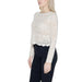 White long-sleeve crop top with openwork pattern from Jacqueline De Yong Women Knitwear