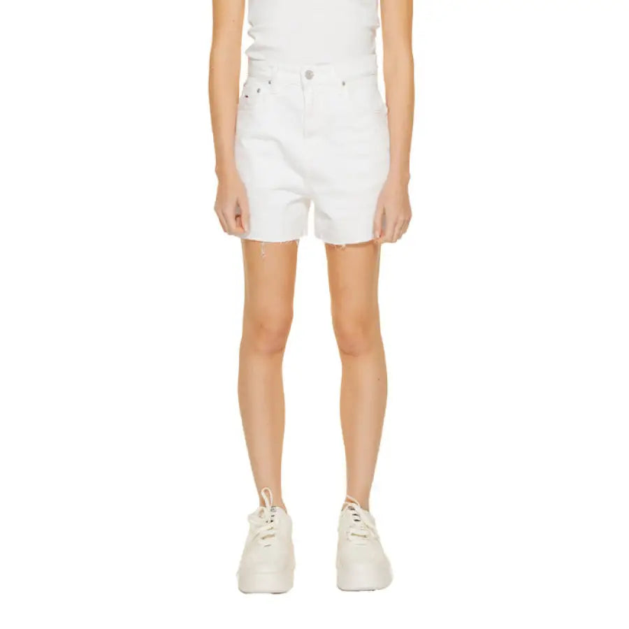 White frayed hem denim shorts from Tommy Hilfiger Jeans for women