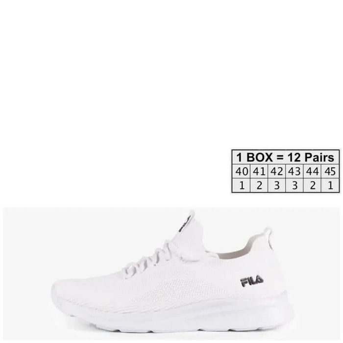 White Fila Men Sneakers featuring a lightweight mesh upper and chunky sole