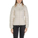 Stylish white fluffy zip-up jacket with high collar from Ea7 Women Jacket collection