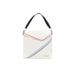 White handbag with diagonal colored stripes and a black strap from Desigual Women Bag