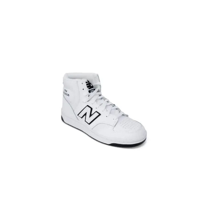 White high-top New Balance Women Sneakers with black logo