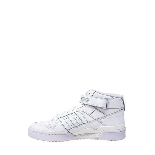 White high-top sneaker with strap and Adidas-style stripes for men