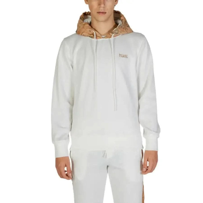 White hooded sweatshirt with tan hood lining by Alviero Martini Prima Classe