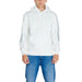 Calvin Klein Men’s White Hooded Sweatshirt with Blue Jeans