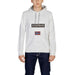 White hooded sweatshirt featuring Napapijri logo and Norwegian flag emblem for men