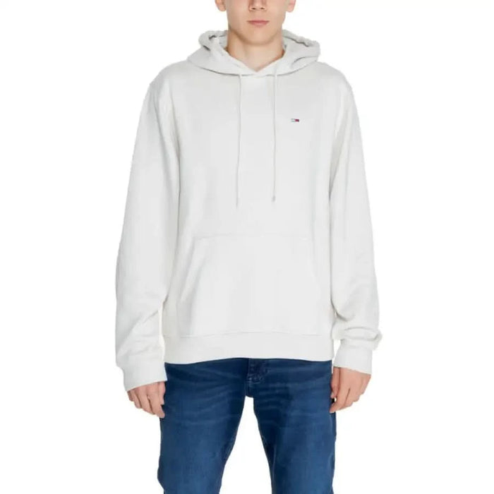 Tommy Hilfiger Men Sweatshirt in white with hood and small logo on chest