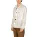 White knit cardigan sweater with dark buttons from Gianni Lupo Men Knitwear