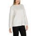 White knit sweater with crew neck and long sleeves from Guess Women Knitwear collection