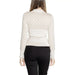 White knit sweater with textured pattern displayed from the back by Guess Women Knitwear