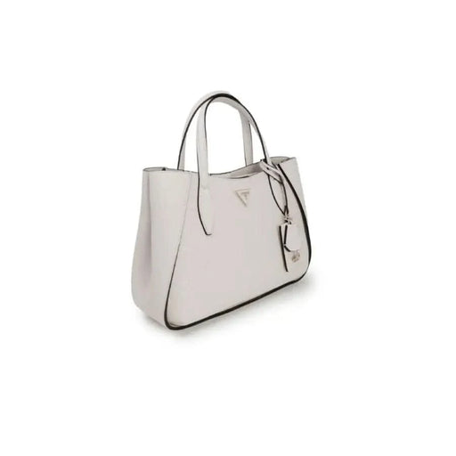 White leather handbag with structured shape and top handles by Guess Women Bag