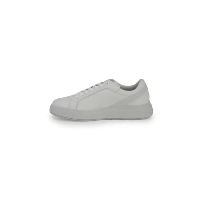 White low-top Calvin Klein Men Sneakers featuring a sleek monochromatic leather design