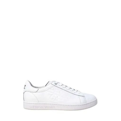 White leather low-top sneakers with lace-up closure from Ea7 for men