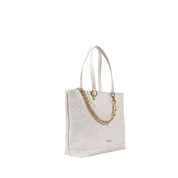 White leather tote bag with gold chain detail from Liu Jo Women Bag collection