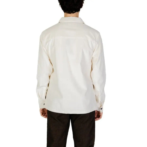 White long-sleeved button-up shirt back view for Hamaki-ho Men Shirt