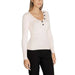 White long-sleeved top with decorative shoulder buttons from Morgan De Toi Women Knitwear