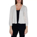 Street One women’s white open-front cardigan with three-quarter sleeves over black top