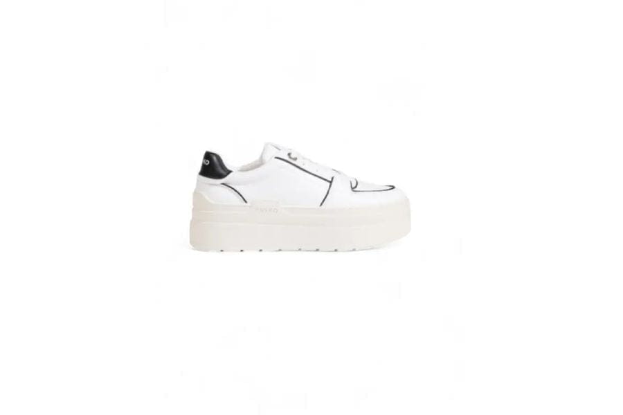 White platform sneaker with black heel accent, ideal for summer work outfits and chic apparel.