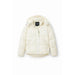 White puffer jacket with fur-trimmed hood from Desigual Women Jacket collection